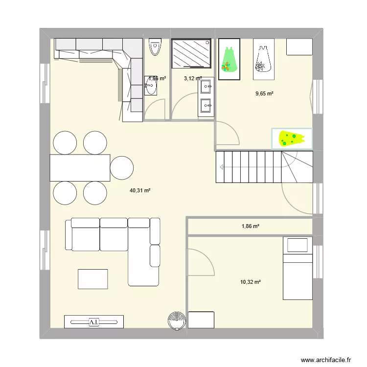 rdc. Plan de 6  et 67 m²