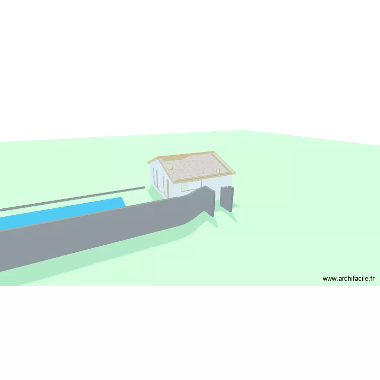 Pool house - plain pied - chambre arri&egrave;re avec toiture + piscine. Plan de 