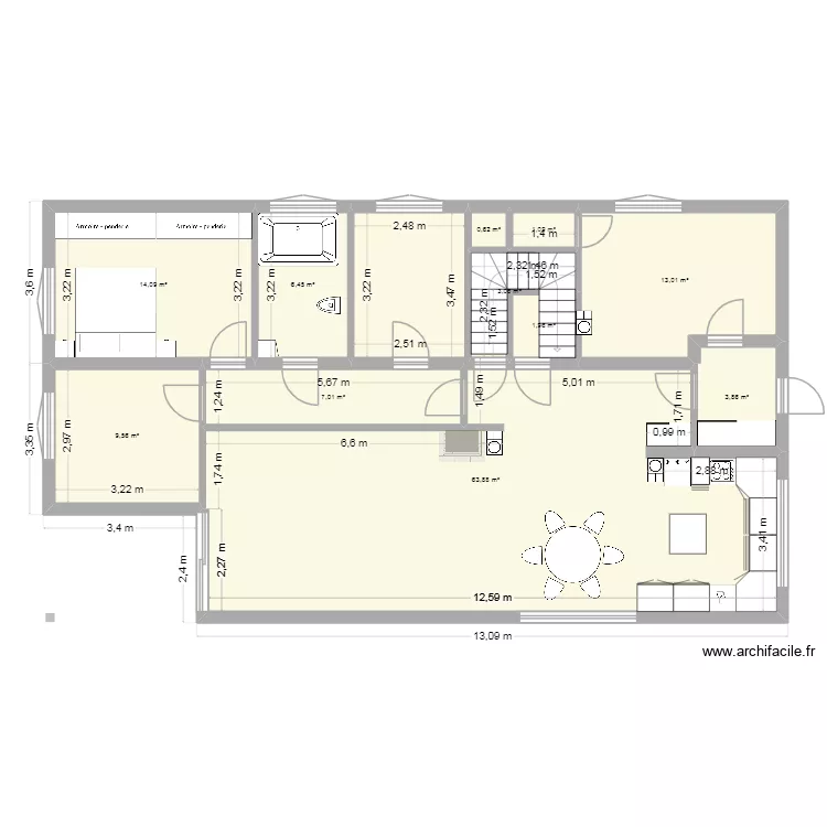 pastelowa okna meble. Plan de 11  et 125 m²