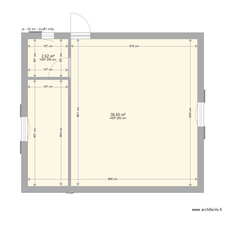 ebauche St andre. Plan de 2 pièces et 41 m2