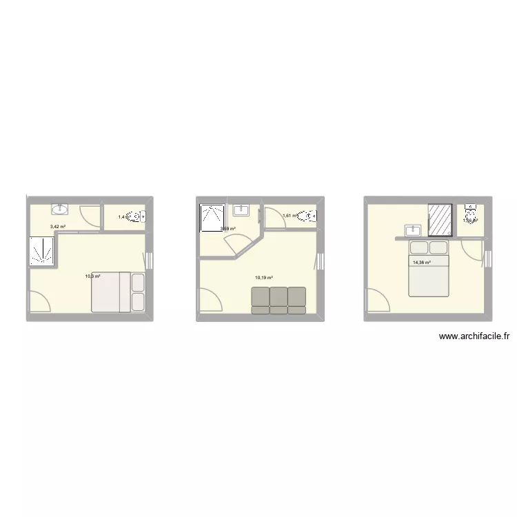 chambre niveau 2. Plan de 8 Pièces et 46 m² chambre niveau 2. Plan de 8 Pièces et 46 m²
