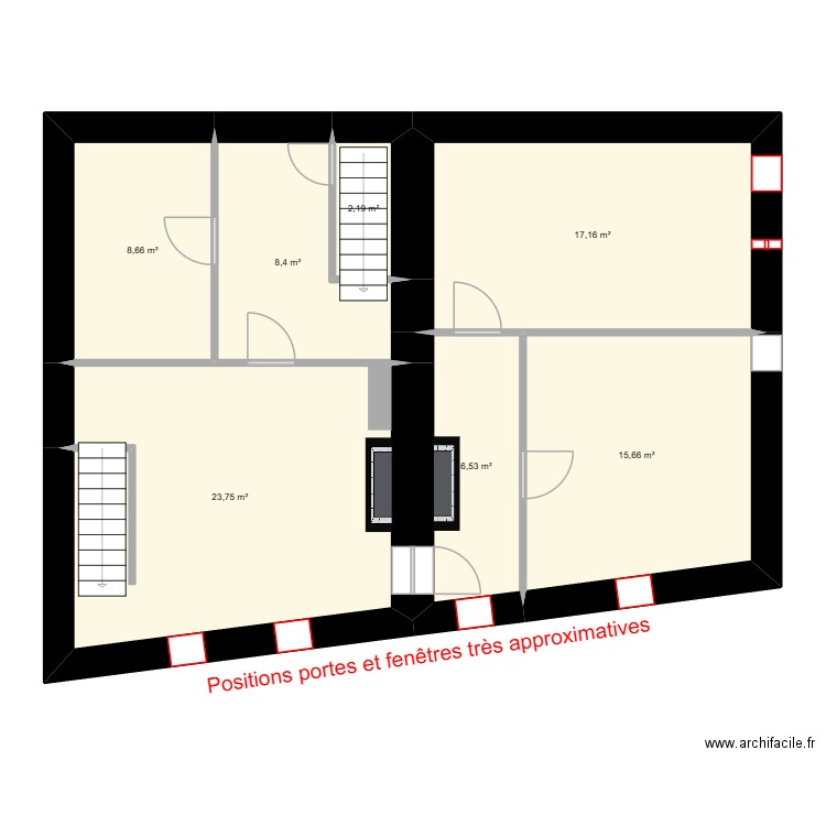 Bari Paillou étage 1. Plan de 7 pièces et 82 m2