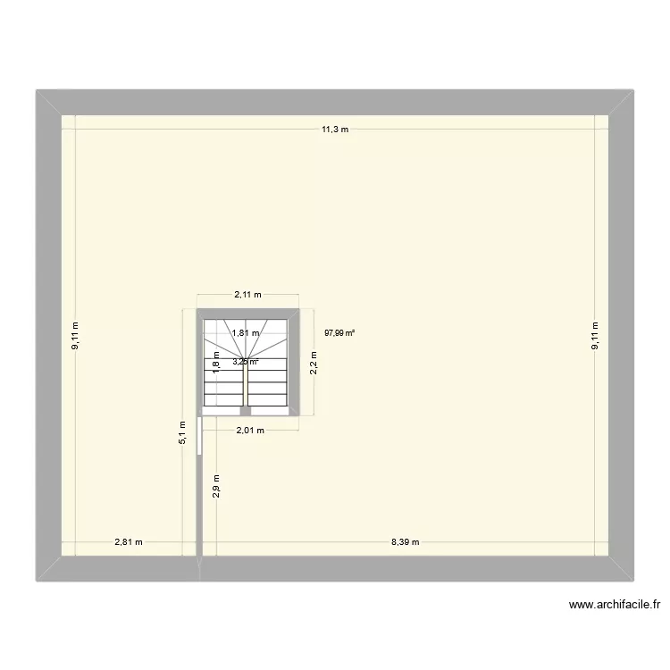 grenier. Plan de 2  et 101 m²