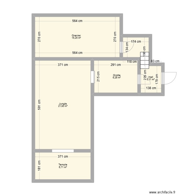 Jungle Quest. Plan de 5 pièces et 55 m2