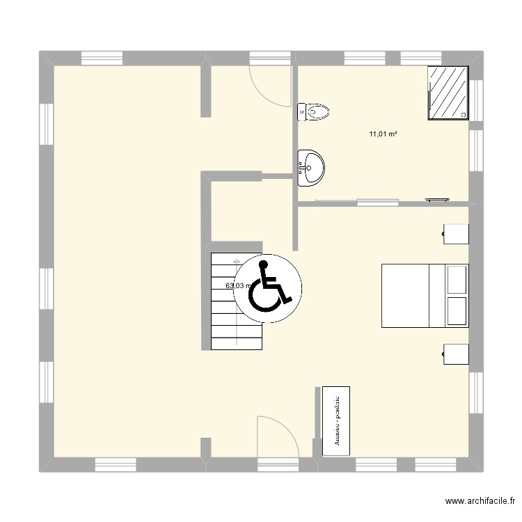 RDC MODULE 4. Plan de 2 pièces et 74 m2