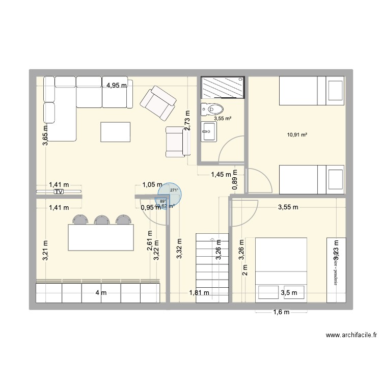PLAN 1. Plan de 3 pièces et 64 m2