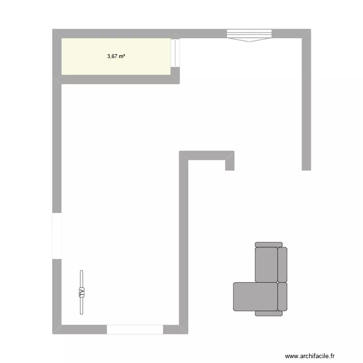 RDC. Plan de 1 Pièce et 4 m²