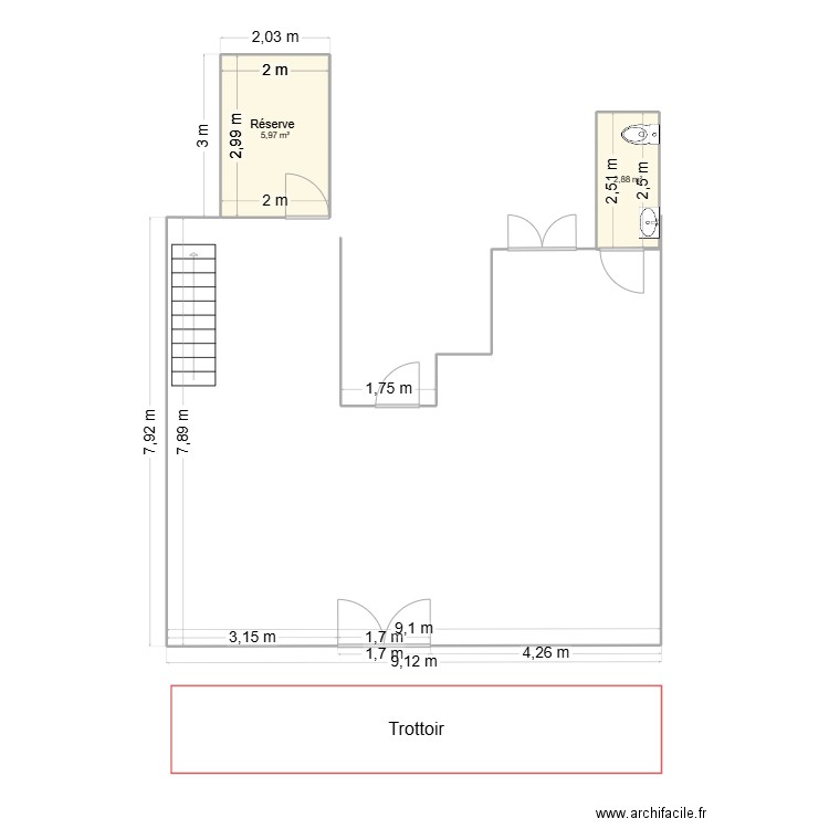 Salon de thé Nelly - Abbeville. Plan de 2 pièces et 9 m2