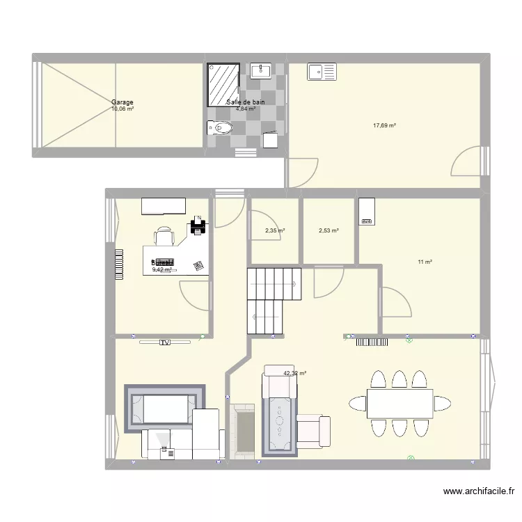 RDC Maison du Bonheur. Plan de 8  et 100 m²