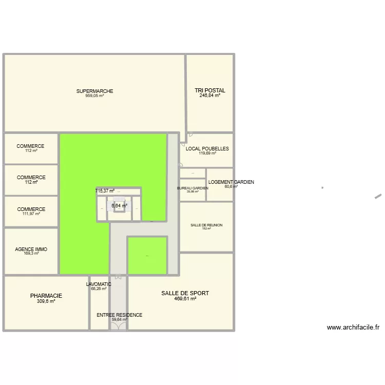 REZ DE CHAUSSEE ETUDIANT. Plan de 0 pièce et 0 m2