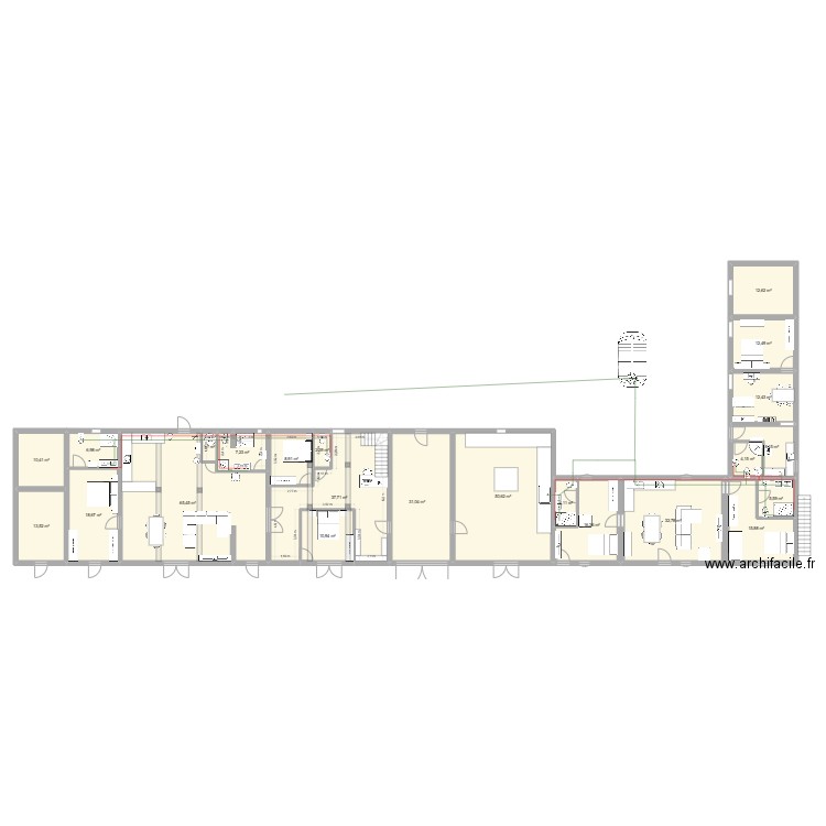 airbnb. Plan de 35 pièces et 761 m2