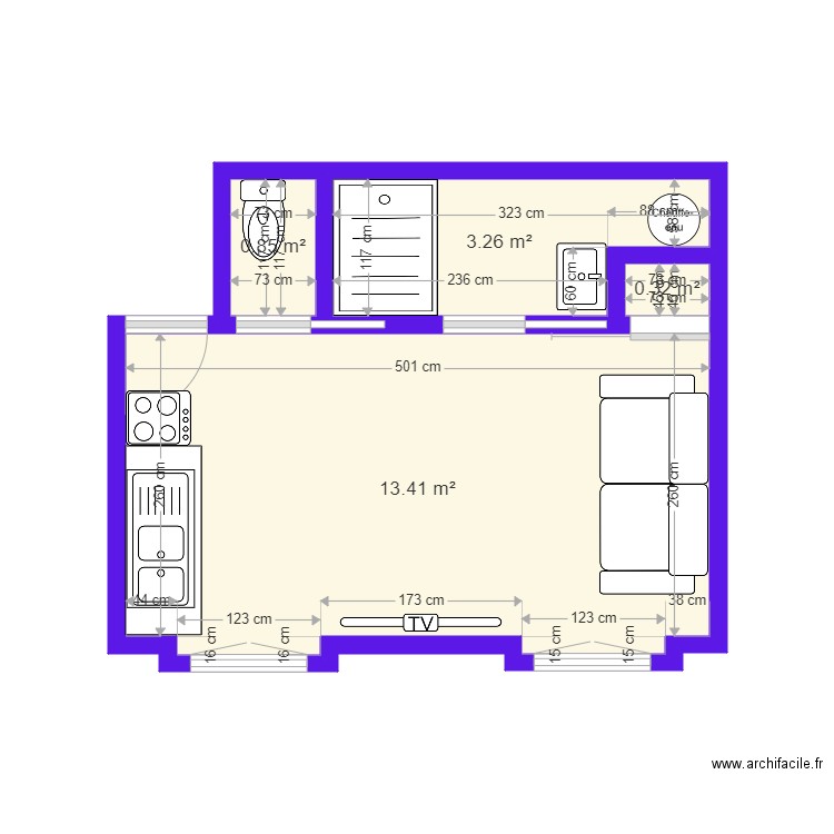 MINIOT PARIS APRES. Plan de 6 pièces et 17 m2