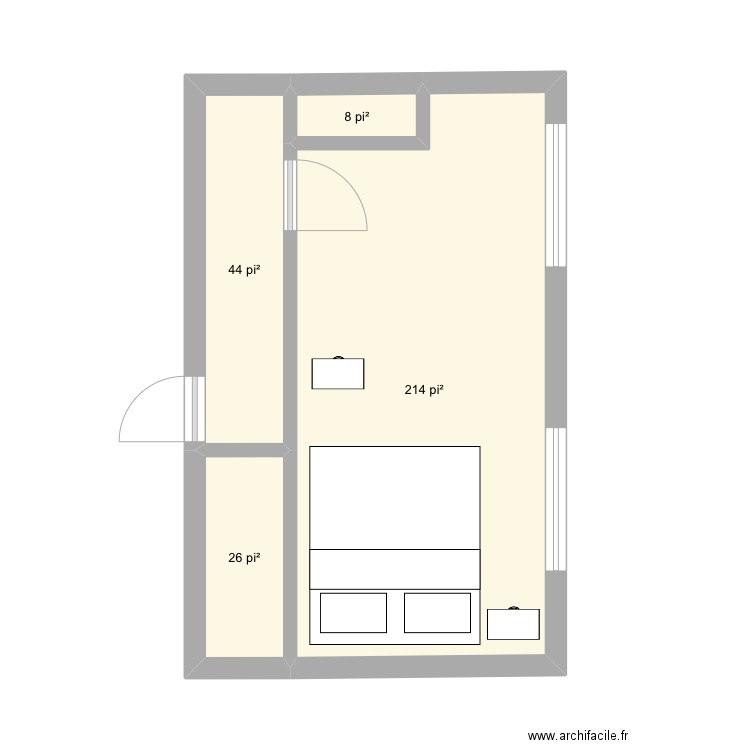 Chambre maison SR. Plan de 4 pièces et 27 m2