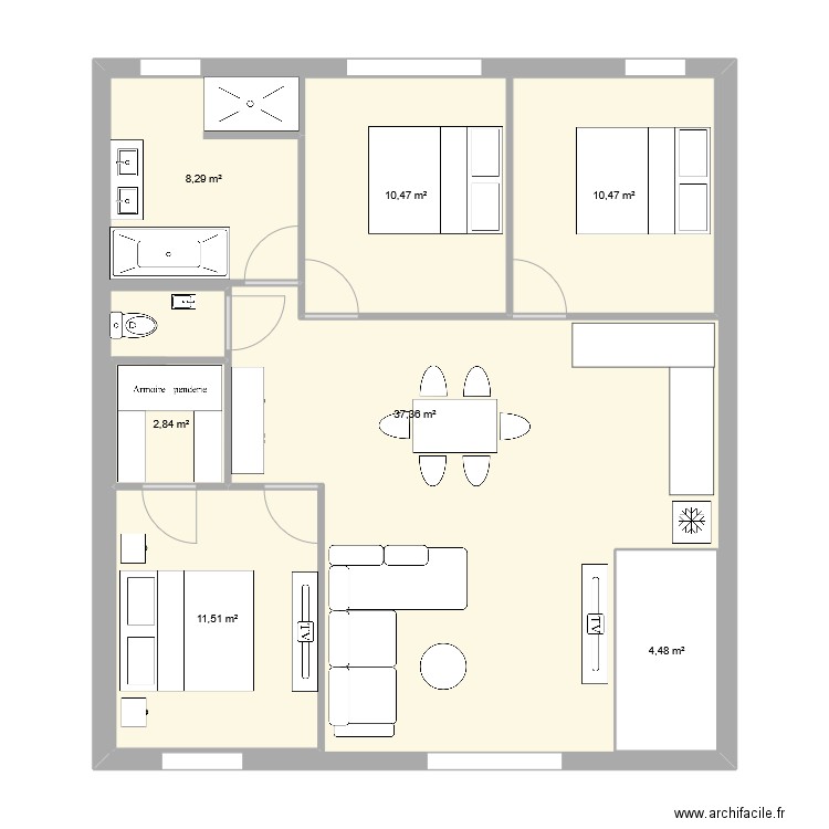 étage 1. Plan de 7 pièces et 138 m2