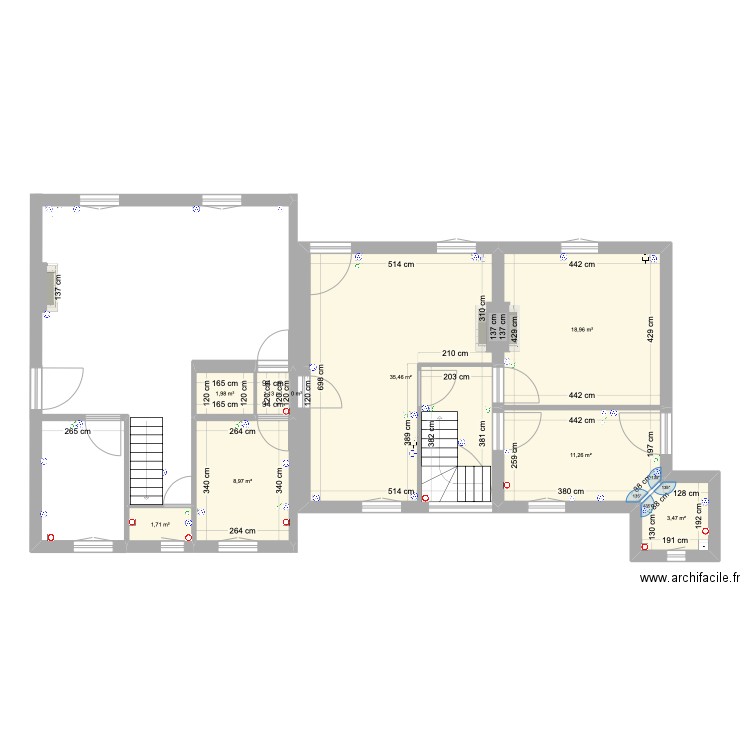 Tourelles RDC new. Plan de 17 pièces et 151 m2