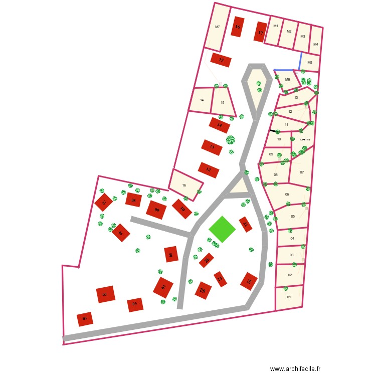 aire saisonnier VB elec. Plan de 26 pièces et 2206 m2