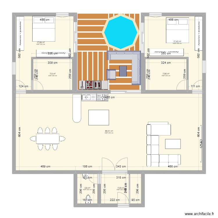 maison. Plan de 7 pièces et 151 m2