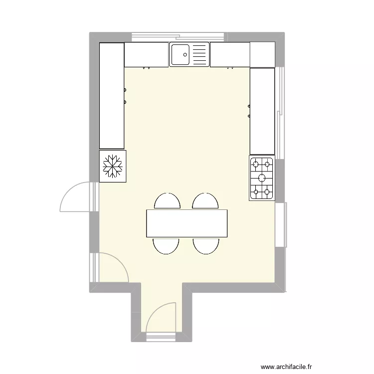 kitchen. Plan de 1  et 32 m²