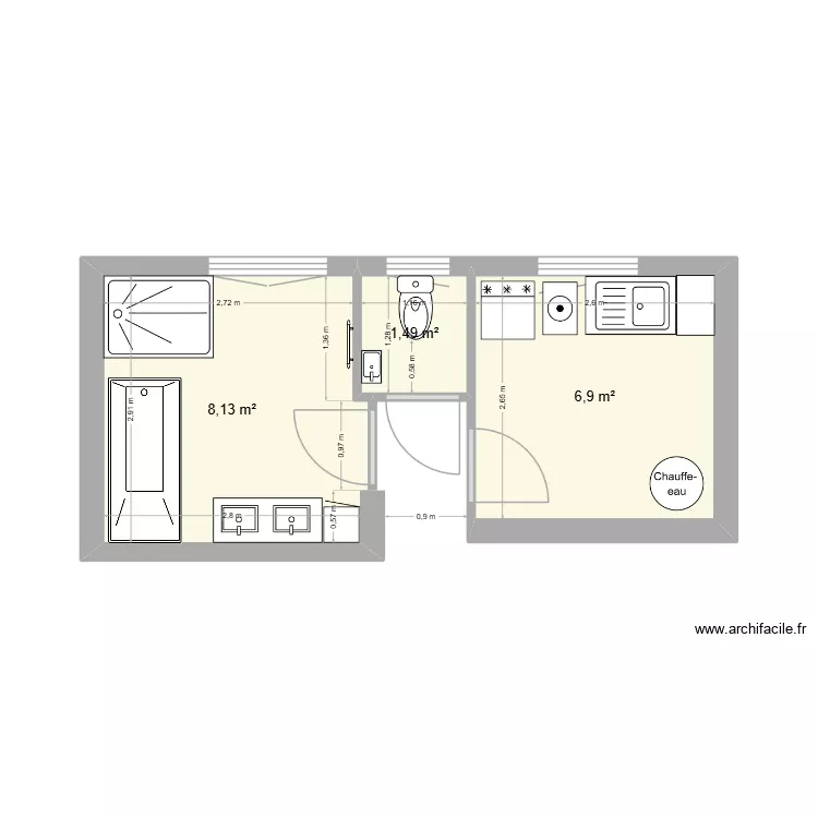 laborde salle de bain + buanderie. Plan de 3 et 17 m² laborde salle de bain + buanderie. Plan de 3 et 17 m²