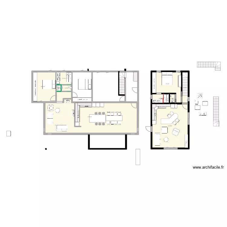 maison divise en 2 non fini. Plan de 10  et 149 m²