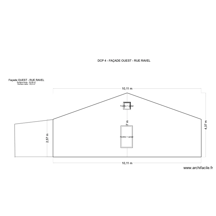 FA&Ccedil;ADE OUEST. Plan de 