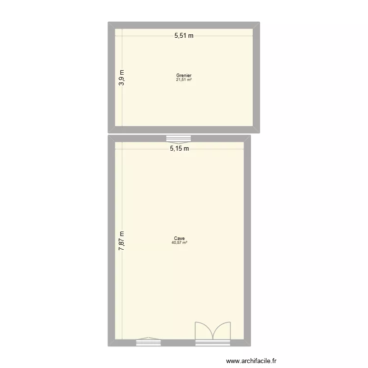 St Etienne grenier. Plan de 2  et 62 m²