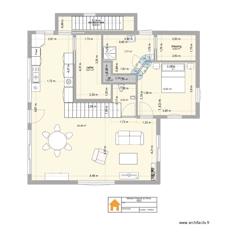 maisonV10. Plan de 8 pièces et 99 m2