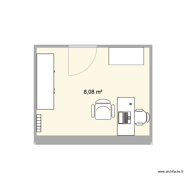 bureau Charly. Plan de 1  et 8 m²