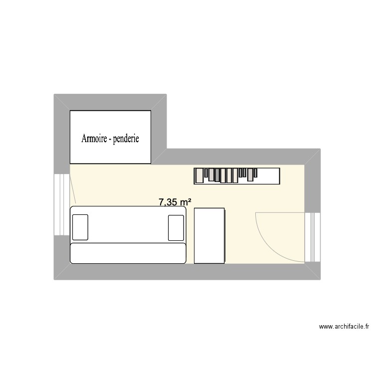 chambre petite. Plan de 1 pièce et 7 m2