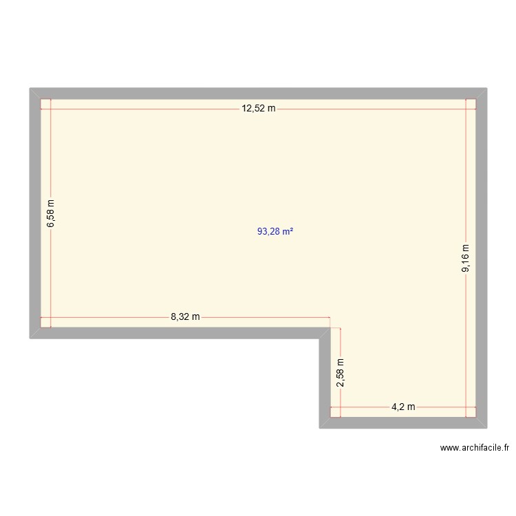 glv 3. Plan de 1 pièce et 93 m2