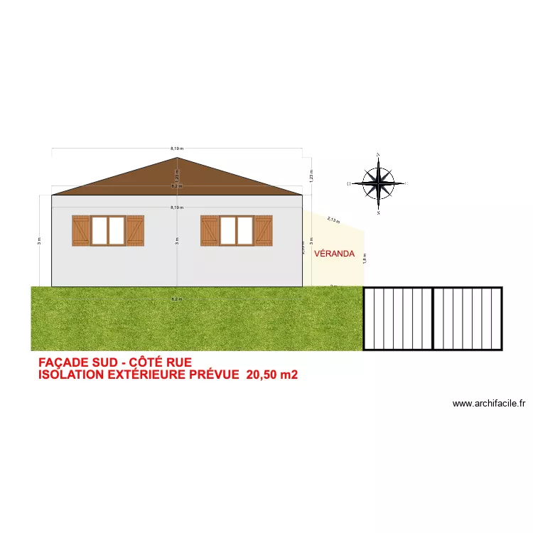 FRIQUET FA&Ccedil;ADE SUD APR&Egrave;S ISO. Plan de 