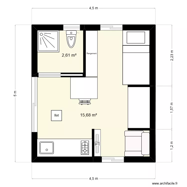 Petite Maison Bois. Plan de 