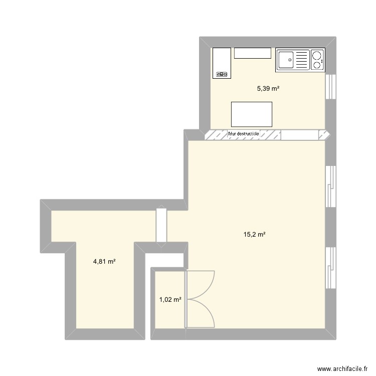 Appart Charières. Plan de 4 pièces et 26 m2