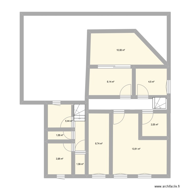 paulette 2 eme étqge. Plan de 10 pièces et 56 m2