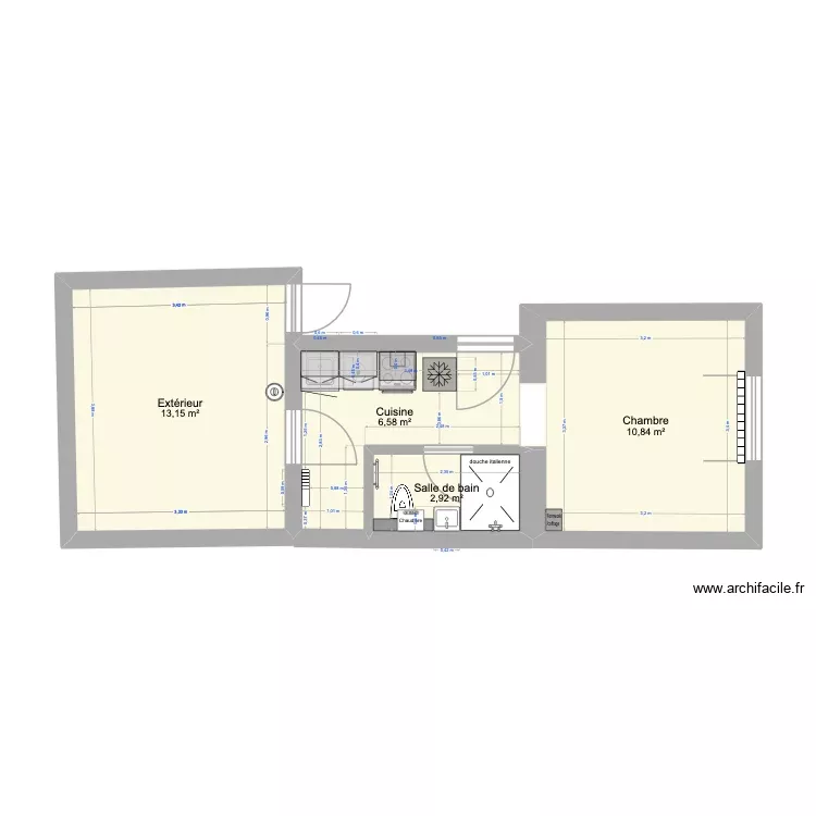 Bloup. Plan de 4 Pièces et 33 m²