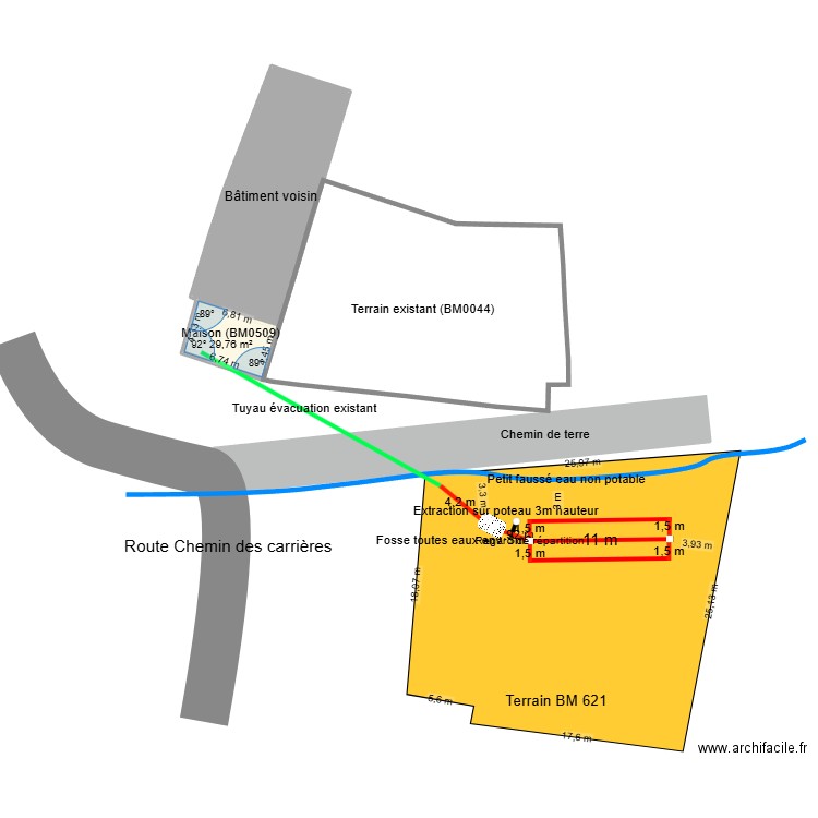 Assainissement Cosne 1. Plan de 2 pièces et 169 m2
