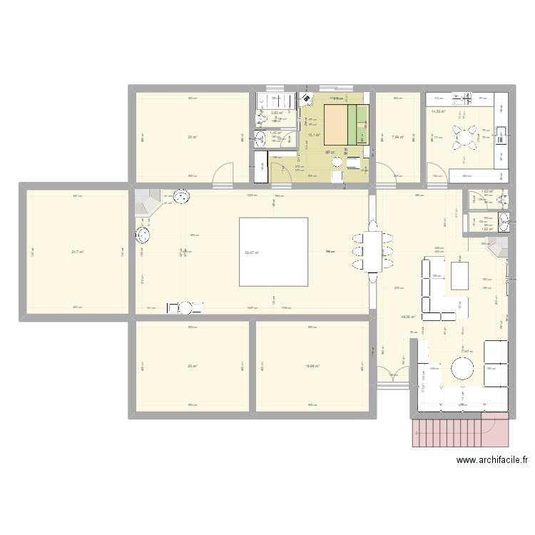 Maison d'hôtes. Plan de 13 pièces et 236 m2