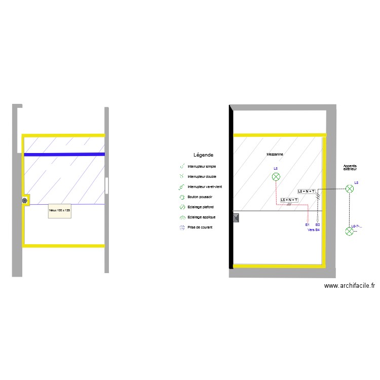 Mezzanine-Alelier_Electricité_Eclairage_(E0-E1 suite)_V4. Plan de 0 pièce et 0 m2