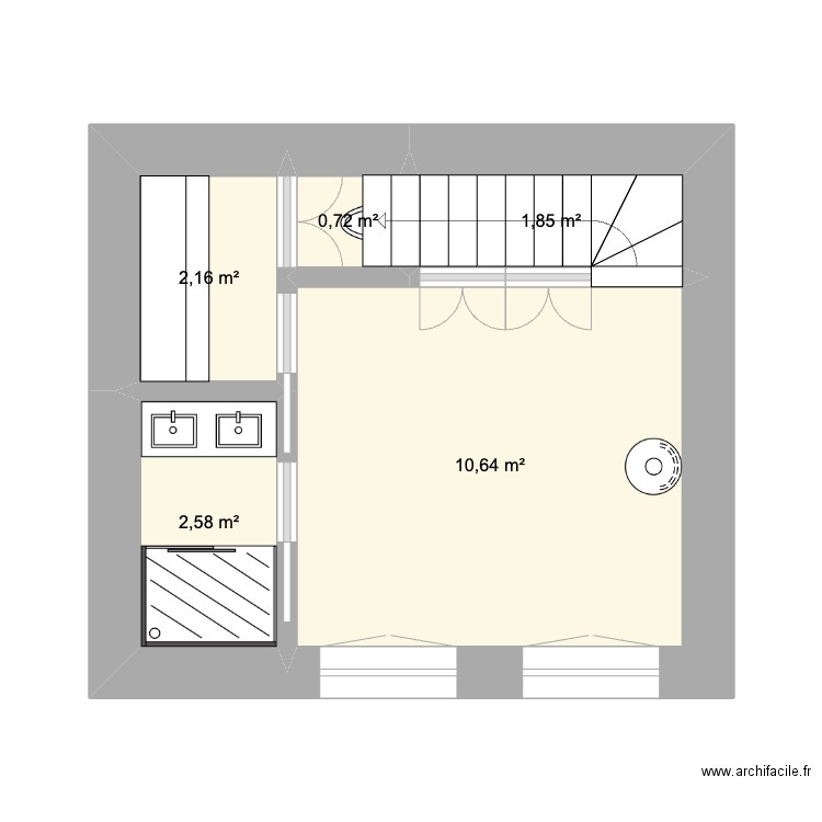 Plan GQ1-23bisbis. Plan de 9 pièces et 38 m2