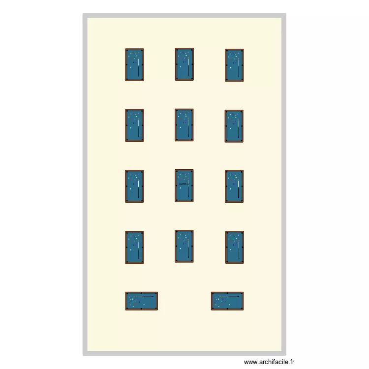 14 billards salle des f&ecirc;tes. Plan de 