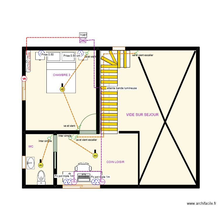 PLAN R+1 MSR KBIDI. Plan de 4 pièces et 50 m2