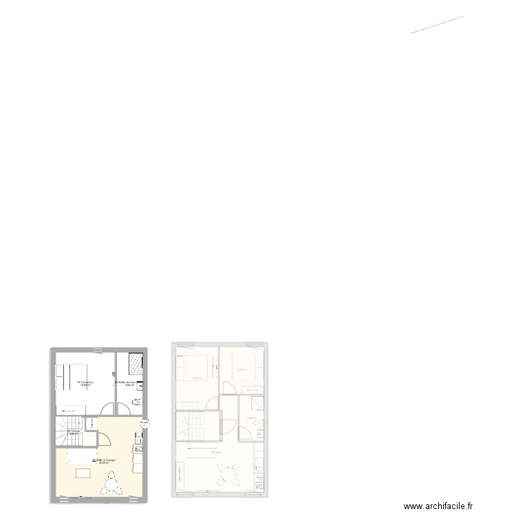 Deuxième étage. Plan de 23 pièces et 287 m2