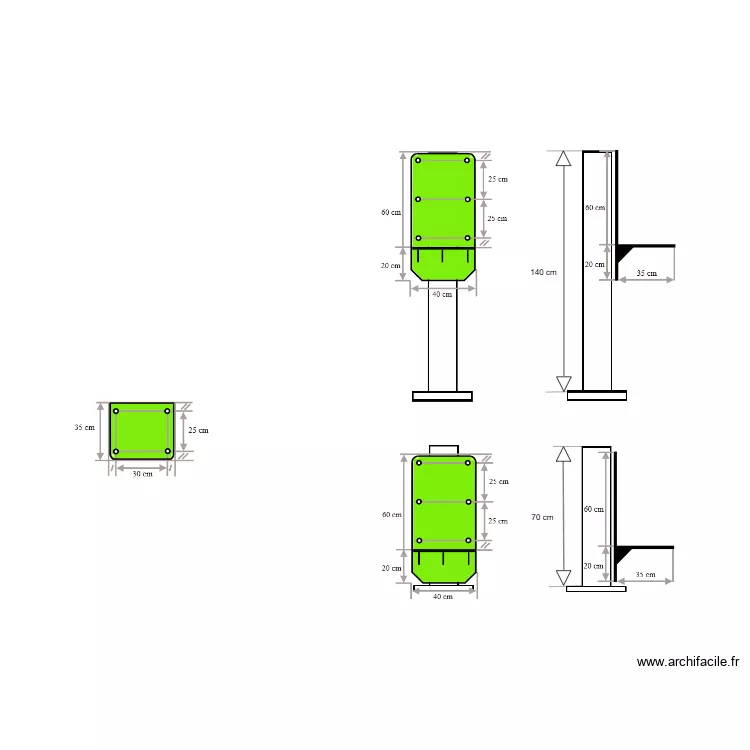 Chaise de monte et baisse. Plan de 