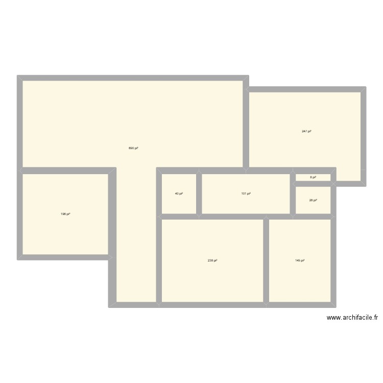 Sous-Sol. Plan de 9 pièces et 157 m2