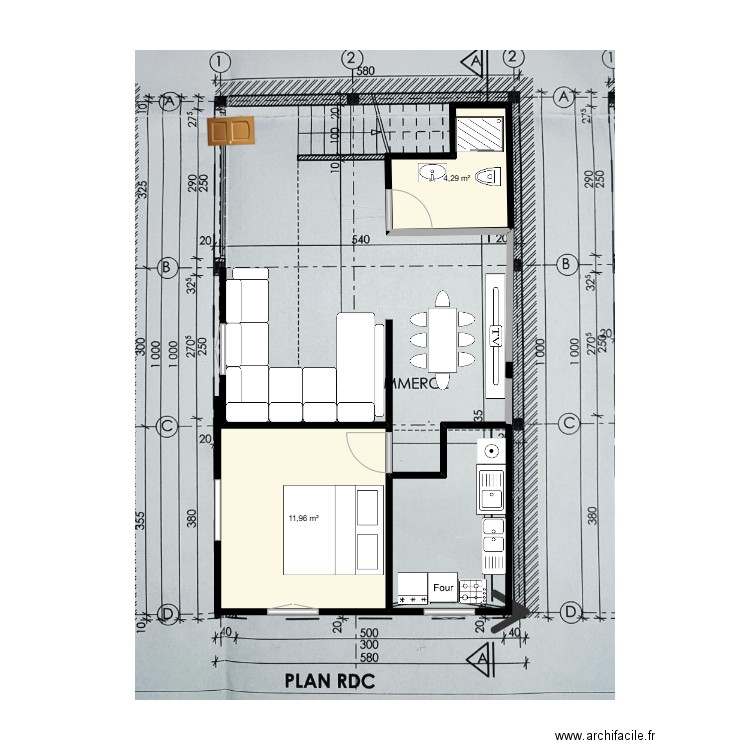 PLAN 4. Plan de 2 pièces et 16 m2