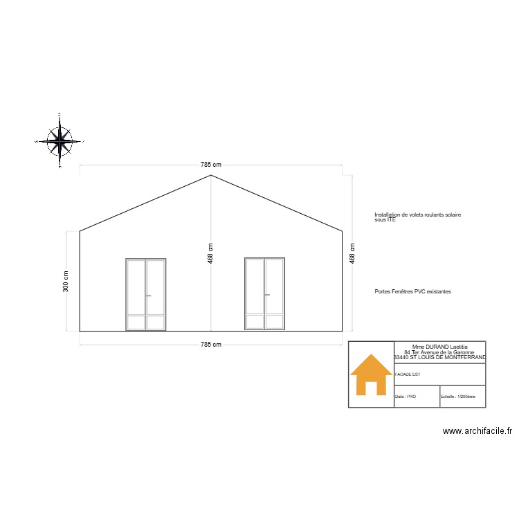 PLAN DE COUPE FACADE EST - DURAND. Plan de 0 pièce et 0 m2