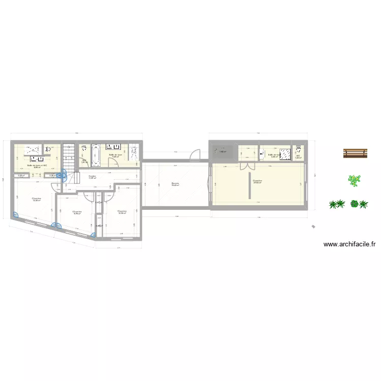 Sanary R-1 avec cotations. Plan de 16 pièces et 121 m² Sanary R-1 avec cotations. Plan de 16 pièces et 121 m²