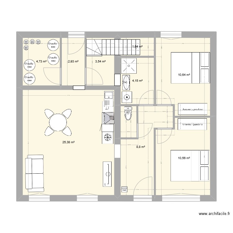 RDC Maison gannay APPT 1. Plan de 9 pièces et 72 m2