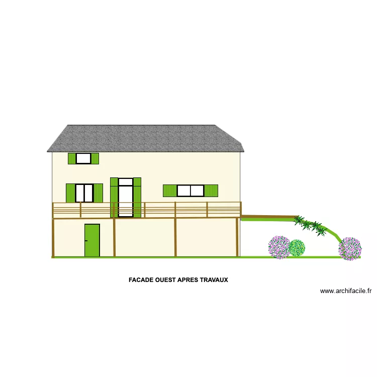 facade OUEST APRES TRAVAUX. Plan de 