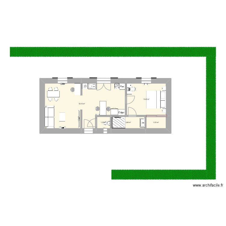 maison 3D. Plan de 5 pièces et 53 m2